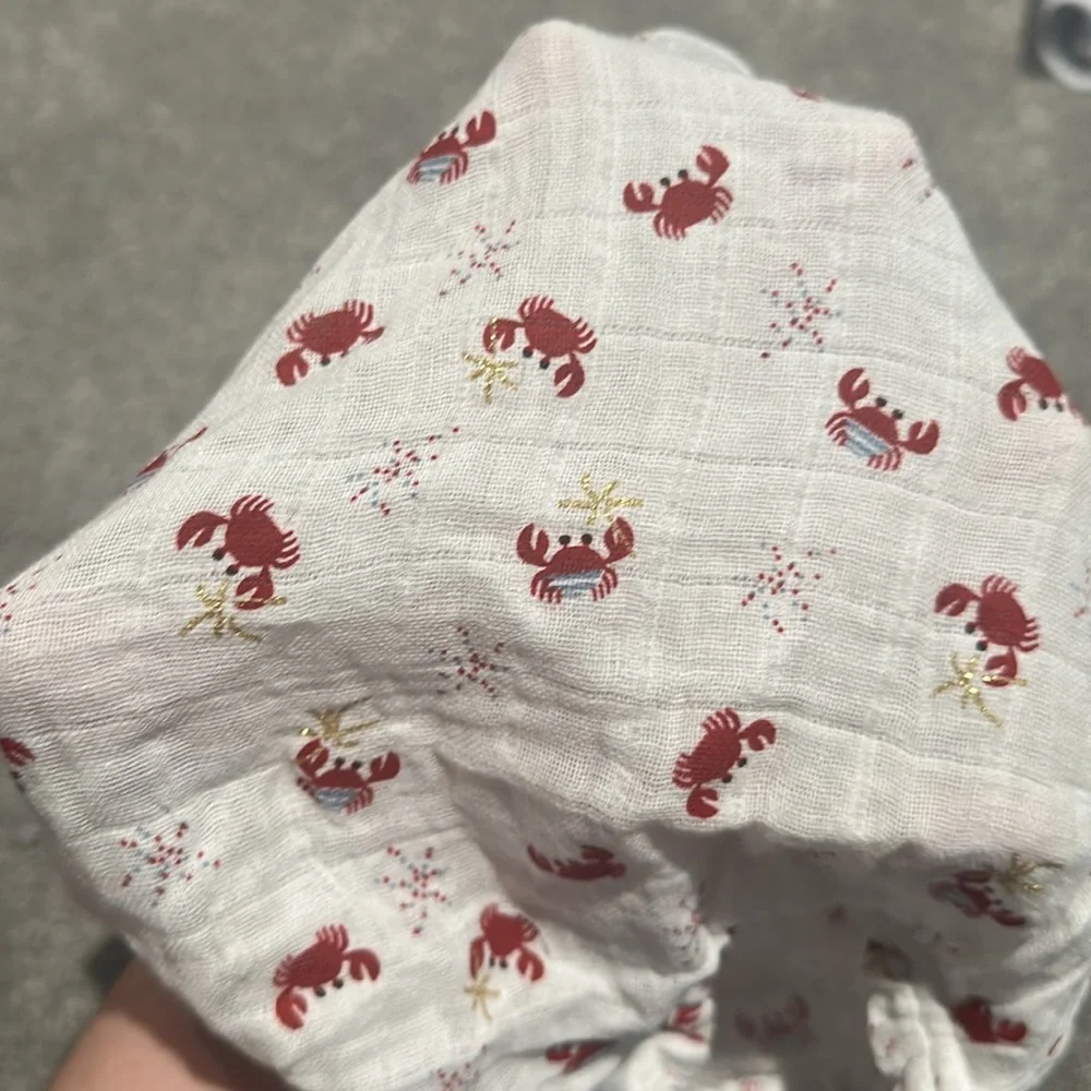 Mud‎ Pie cotton muslin glitter crab bubble romper 6-9 months NWT